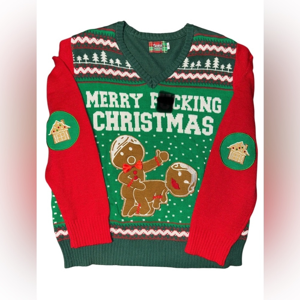 Spencer’s Ugly Christmas Sweater men’s Sz XXL colorblock long sleeve
